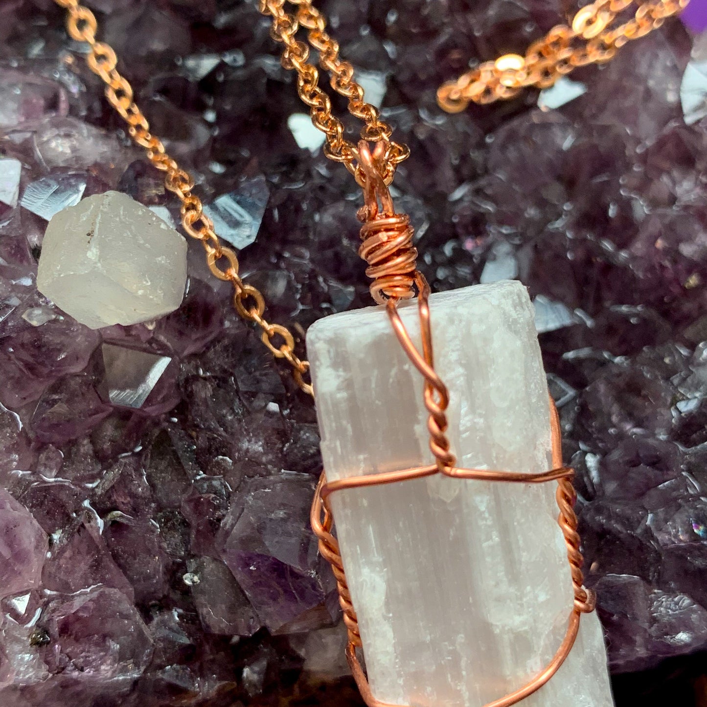 Selenite Artisan Wire wrapped Pendant - For the Love of Natural Living, LLC 